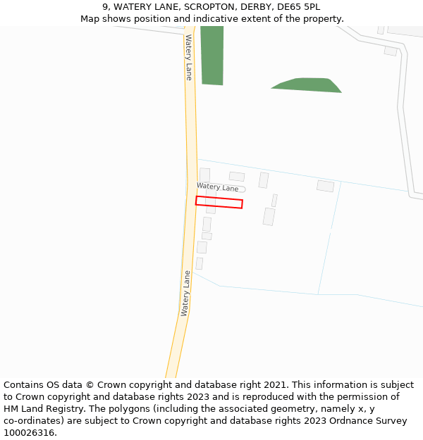 9, WATERY LANE, SCROPTON, DERBY, DE65 5PL: Location map and indicative extent of plot