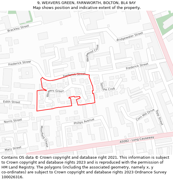 9, WEAVERS GREEN, FARNWORTH, BOLTON, BL4 9AY: Location map and indicative extent of plot
