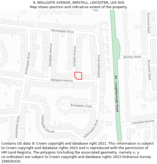 9, WELLGATE AVENUE, BIRSTALL, LEICESTER, LE4 3HS: Location map and indicative extent of plot