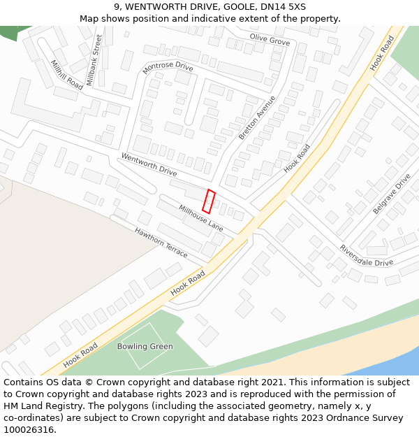 9, WENTWORTH DRIVE, GOOLE, DN14 5XS: Location map and indicative extent of plot