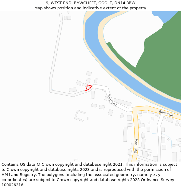 9, WEST END, RAWCLIFFE, GOOLE, DN14 8RW: Location map and indicative extent of plot