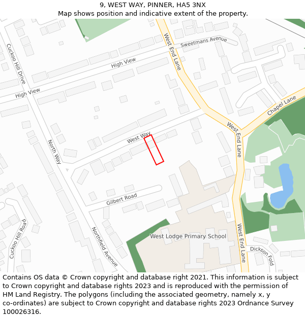 9, WEST WAY, PINNER, HA5 3NX: Location map and indicative extent of plot
