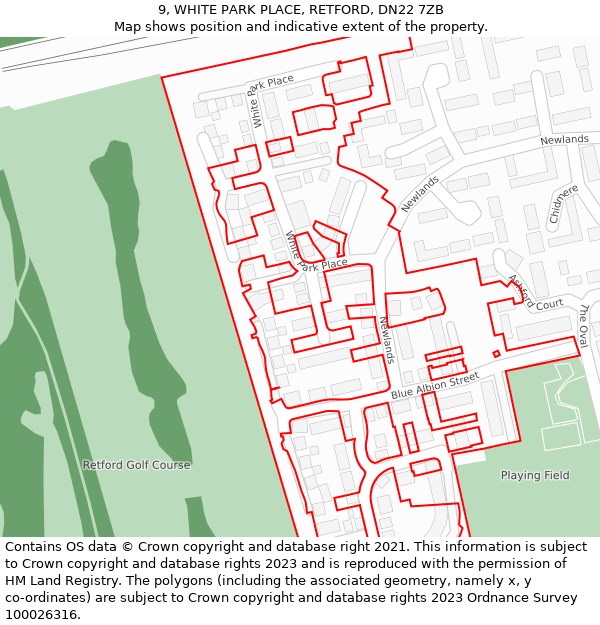 9, WHITE PARK PLACE, RETFORD, DN22 7ZB: Location map and indicative extent of plot