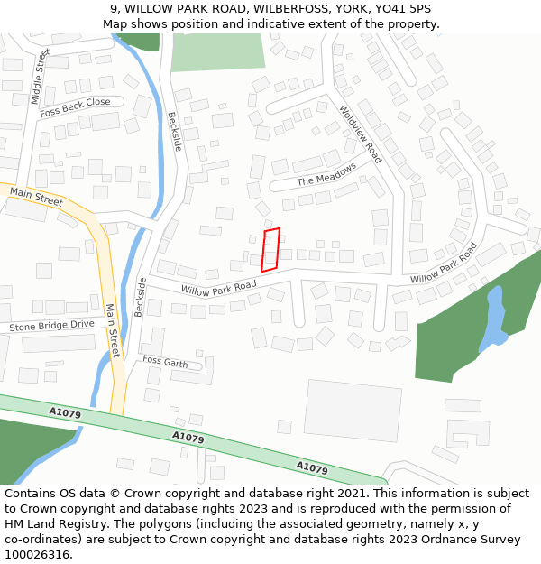 9, WILLOW PARK ROAD, WILBERFOSS, YORK, YO41 5PS: Location map and indicative extent of plot