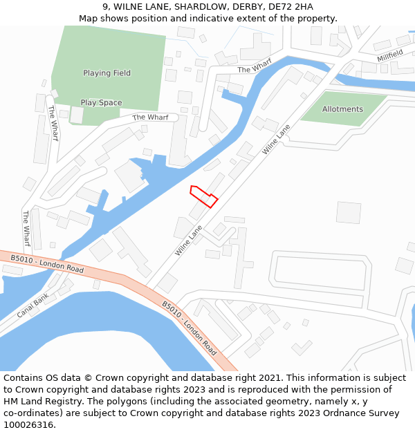 9, WILNE LANE, SHARDLOW, DERBY, DE72 2HA: Location map and indicative extent of plot