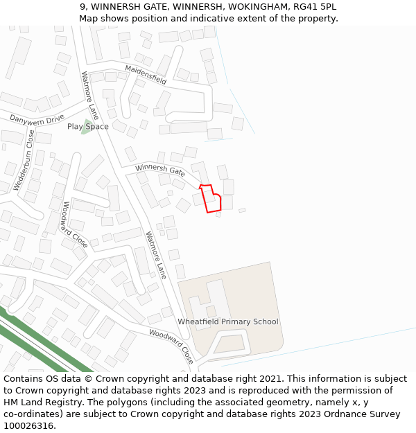 9, WINNERSH GATE, WINNERSH, WOKINGHAM, RG41 5PL: Location map and indicative extent of plot