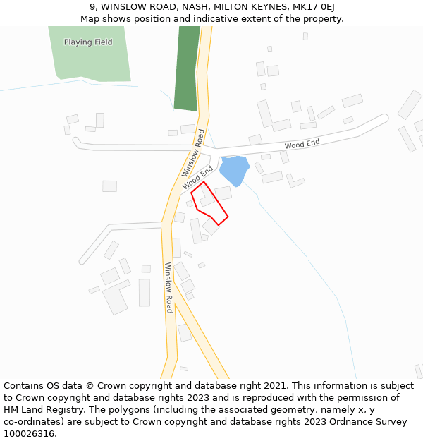 9, WINSLOW ROAD, NASH, MILTON KEYNES, MK17 0EJ: Location map and indicative extent of plot