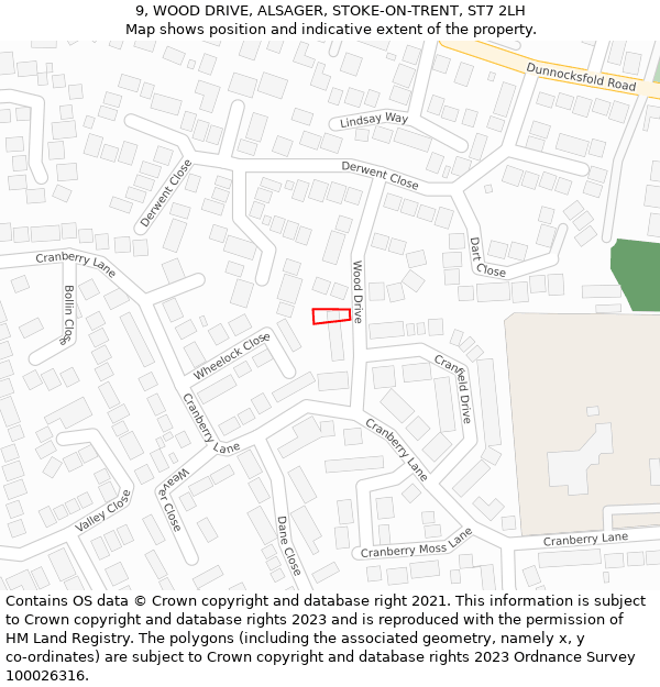 9, WOOD DRIVE, ALSAGER, STOKE-ON-TRENT, ST7 2LH: Location map and indicative extent of plot