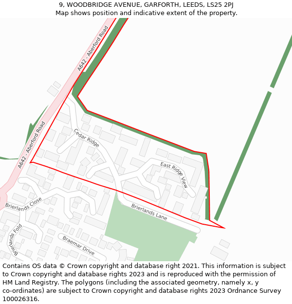 9, WOODBRIDGE AVENUE, GARFORTH, LEEDS, LS25 2PJ: Location map and indicative extent of plot