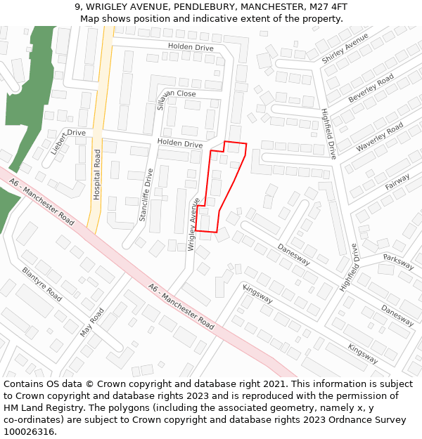 9, WRIGLEY AVENUE, PENDLEBURY, MANCHESTER, M27 4FT: Location map and indicative extent of plot