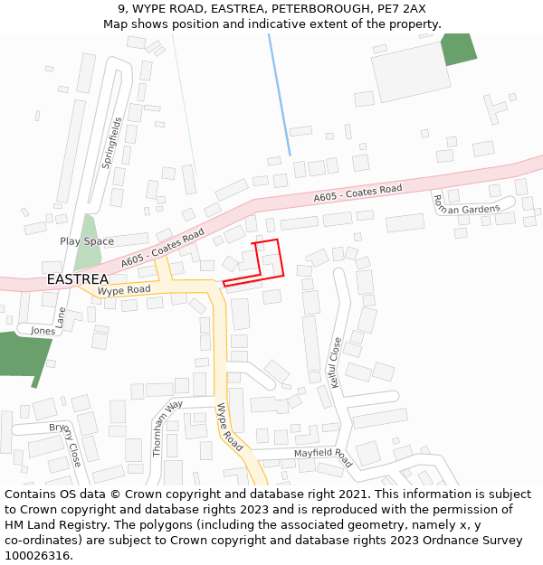 9, WYPE ROAD, EASTREA, PETERBOROUGH, PE7 2AX: Location map and indicative extent of plot