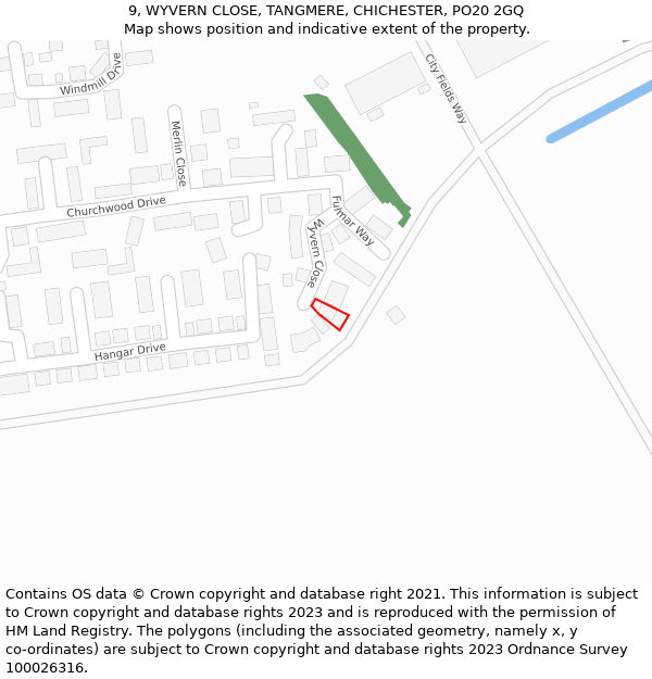 9, WYVERN CLOSE, TANGMERE, CHICHESTER, PO20 2GQ: Location map and indicative extent of plot