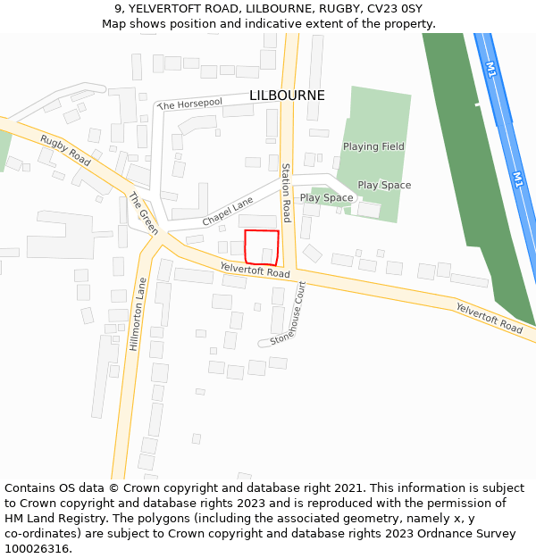 9, YELVERTOFT ROAD, LILBOURNE, RUGBY, CV23 0SY: Location map and indicative extent of plot