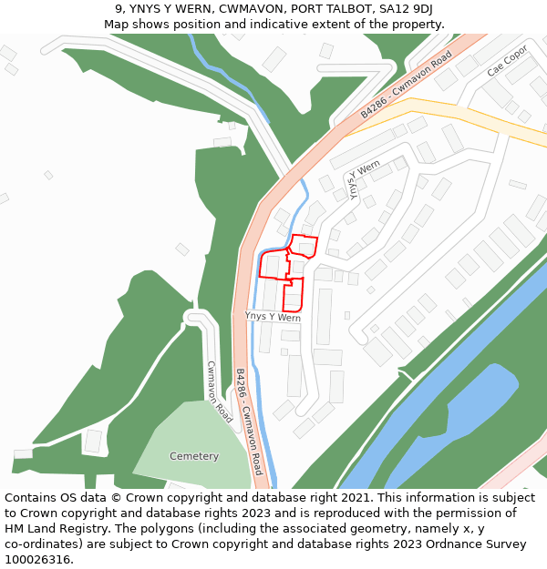 9, YNYS Y WERN, CWMAVON, PORT TALBOT, SA12 9DJ: Location map and indicative extent of plot