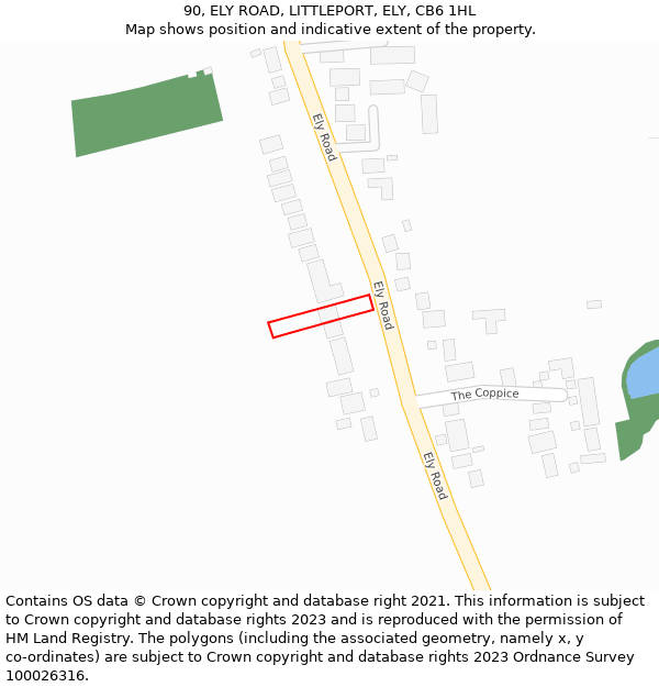 90, ELY ROAD, LITTLEPORT, ELY, CB6 1HL: Location map and indicative extent of plot