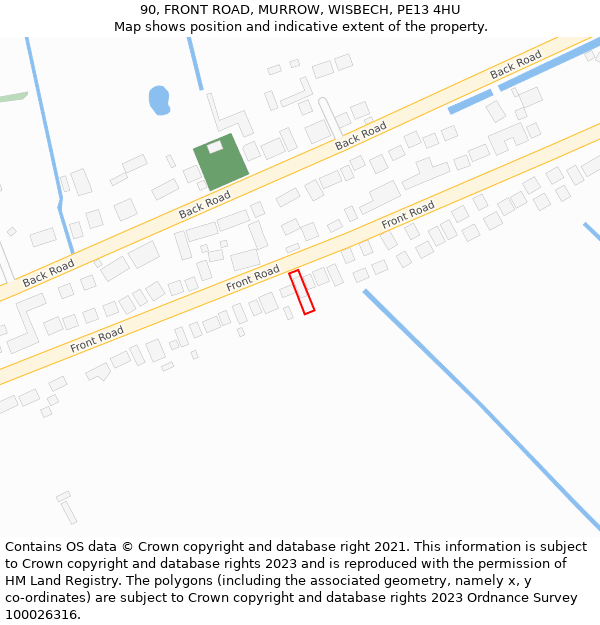 90, FRONT ROAD, MURROW, WISBECH, PE13 4HU: Location map and indicative extent of plot