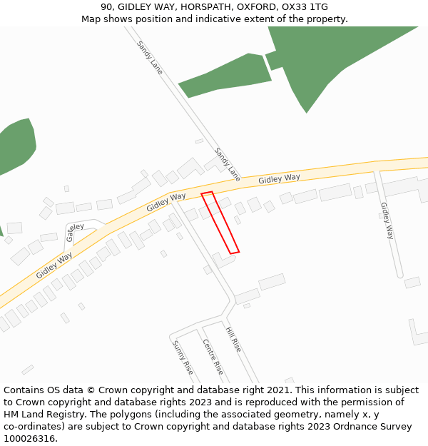 90, GIDLEY WAY, HORSPATH, OXFORD, OX33 1TG: Location map and indicative extent of plot