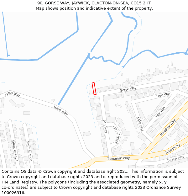 90, GORSE WAY, JAYWICK, CLACTON-ON-SEA, CO15 2HT: Location map and indicative extent of plot