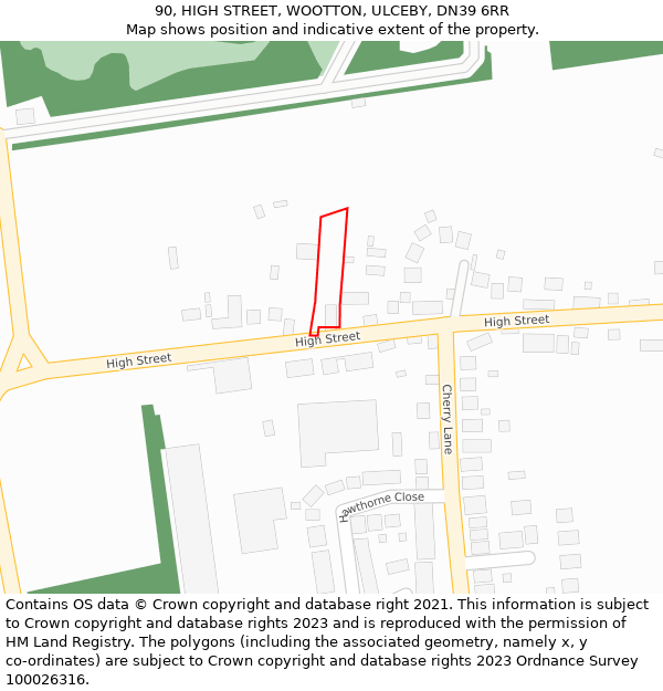 90, HIGH STREET, WOOTTON, ULCEBY, DN39 6RR: Location map and indicative extent of plot
