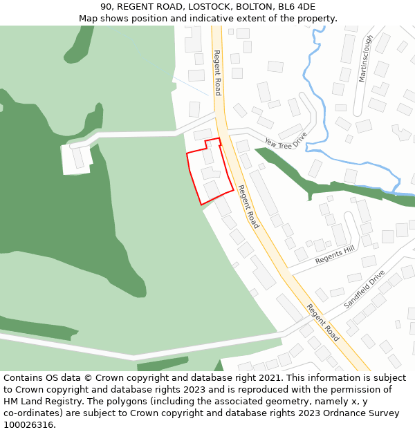 90, REGENT ROAD, LOSTOCK, BOLTON, BL6 4DE: Location map and indicative extent of plot
