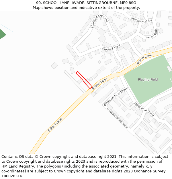 90, SCHOOL LANE, IWADE, SITTINGBOURNE, ME9 8SG: Location map and indicative extent of plot