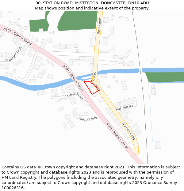 90, STATION ROAD, MISTERTON, DONCASTER, DN10 4DH: Location map and indicative extent of plot