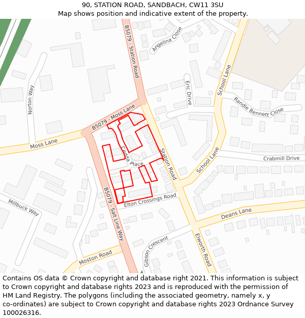 90, STATION ROAD, SANDBACH, CW11 3SU: Location map and indicative extent of plot