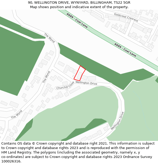 90, WELLINGTON DRIVE, WYNYARD, BILLINGHAM, TS22 5GR: Location map and indicative extent of plot