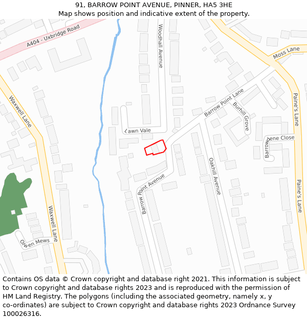 91, BARROW POINT AVENUE, PINNER, HA5 3HE: Location map and indicative extent of plot