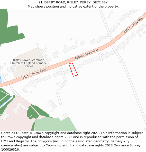 91, DERBY ROAD, RISLEY, DERBY, DE72 3SY: Location map and indicative extent of plot