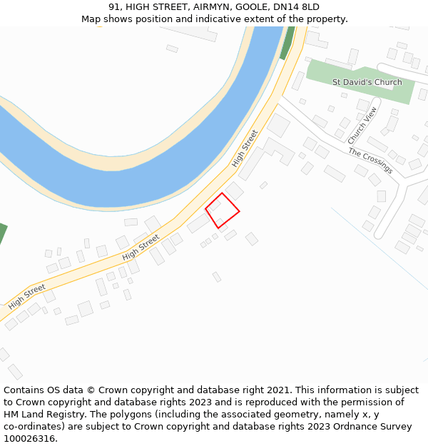 91, HIGH STREET, AIRMYN, GOOLE, DN14 8LD: Location map and indicative extent of plot