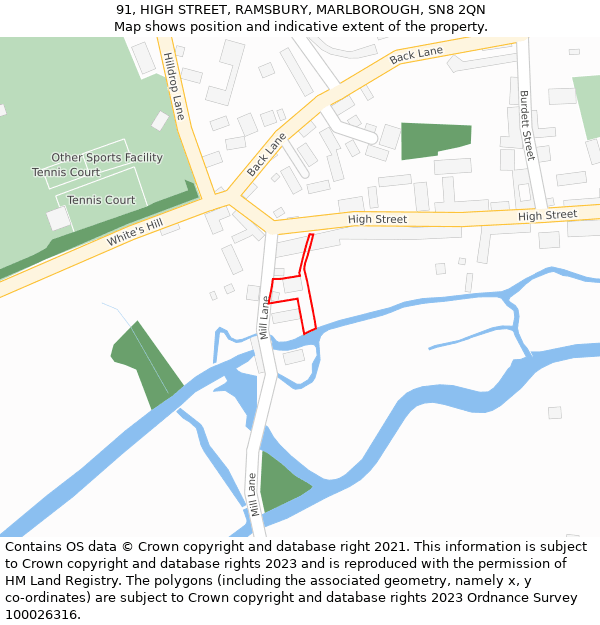 91, HIGH STREET, RAMSBURY, MARLBOROUGH, SN8 2QN: Location map and indicative extent of plot