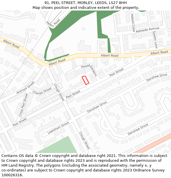 91, PEEL STREET, MORLEY, LEEDS, LS27 8HH: Location map and indicative extent of plot