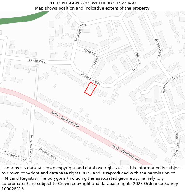 91, PENTAGON WAY, WETHERBY, LS22 6AU: Location map and indicative extent of plot