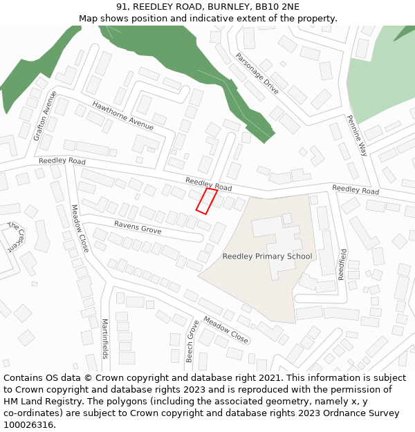 91, REEDLEY ROAD, BURNLEY, BB10 2NE: Location map and indicative extent of plot