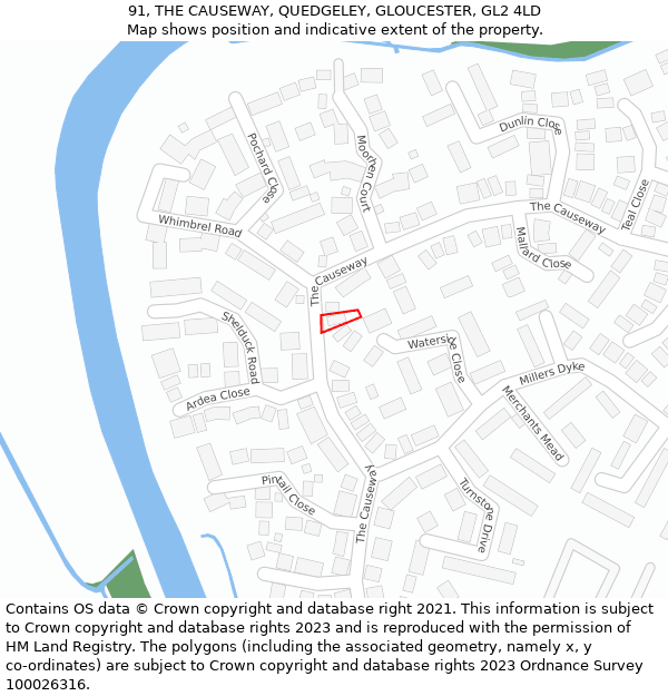 91, THE CAUSEWAY, QUEDGELEY, GLOUCESTER, GL2 4LD: Location map and indicative extent of plot