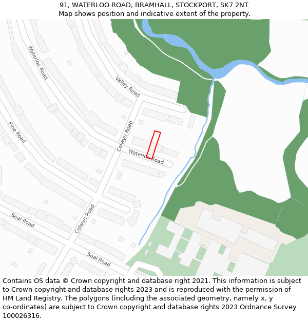 91, WATERLOO ROAD, BRAMHALL, STOCKPORT, SK7 2NT: Location map and indicative extent of plot