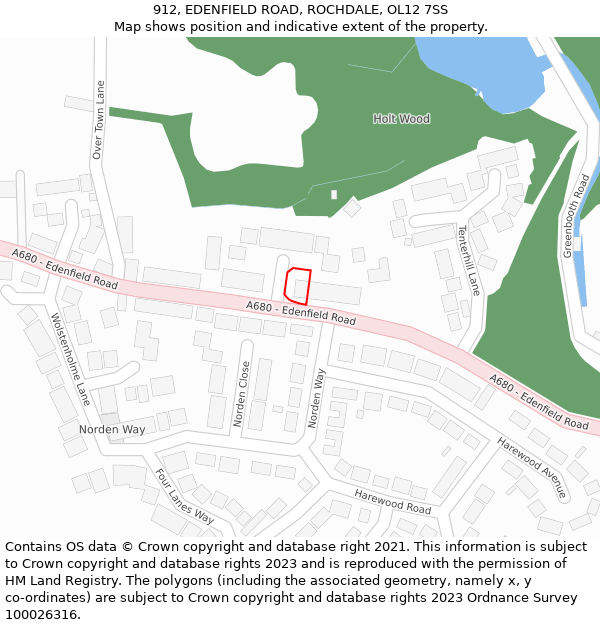 912, EDENFIELD ROAD, ROCHDALE, OL12 7SS: Location map and indicative extent of plot