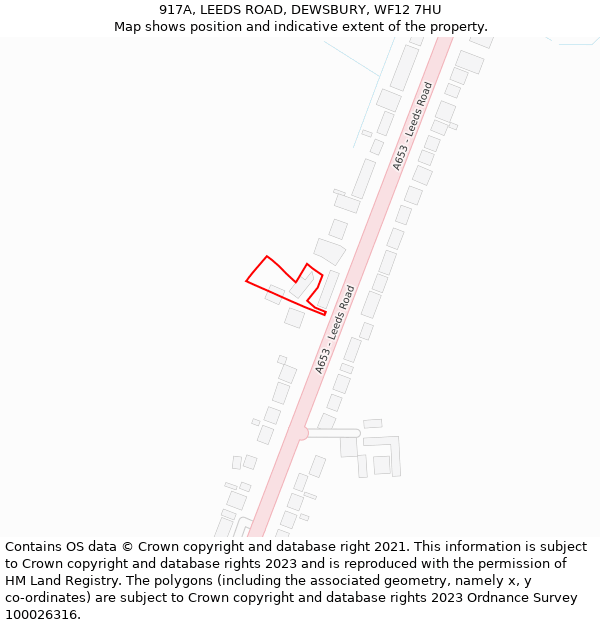 917A, LEEDS ROAD, DEWSBURY, WF12 7HU: Location map and indicative extent of plot