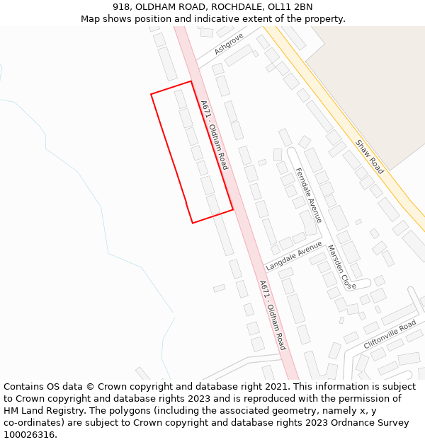 918, OLDHAM ROAD, ROCHDALE, OL11 2BN: Location map and indicative extent of plot