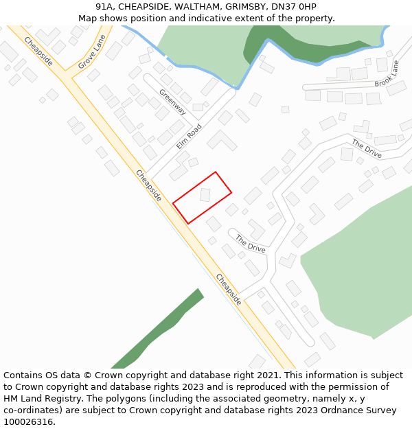 91A, CHEAPSIDE, WALTHAM, GRIMSBY, DN37 0HP: Location map and indicative extent of plot