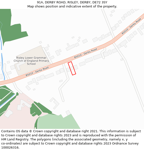 91A, DERBY ROAD, RISLEY, DERBY, DE72 3SY: Location map and indicative extent of plot