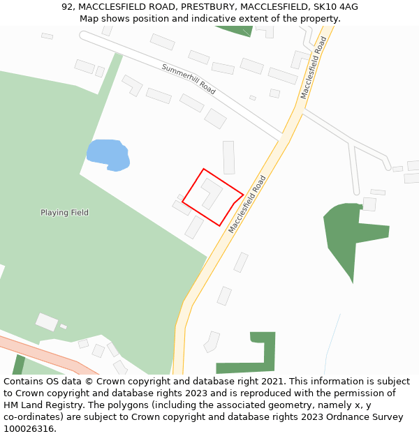 92, MACCLESFIELD ROAD, PRESTBURY, MACCLESFIELD, SK10 4AG: Location map and indicative extent of plot