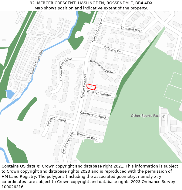 92, MERCER CRESCENT, HASLINGDEN, ROSSENDALE, BB4 4DX: Location map and indicative extent of plot