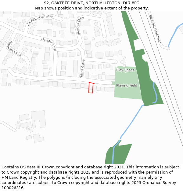 92, OAKTREE DRIVE, NORTHALLERTON, DL7 8FG: Location map and indicative extent of plot