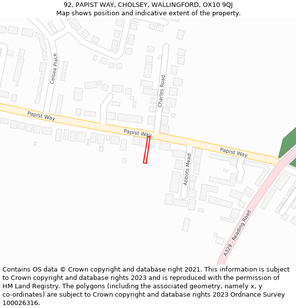 92, PAPIST WAY, CHOLSEY, WALLINGFORD, OX10 9QJ: Location map and indicative extent of plot