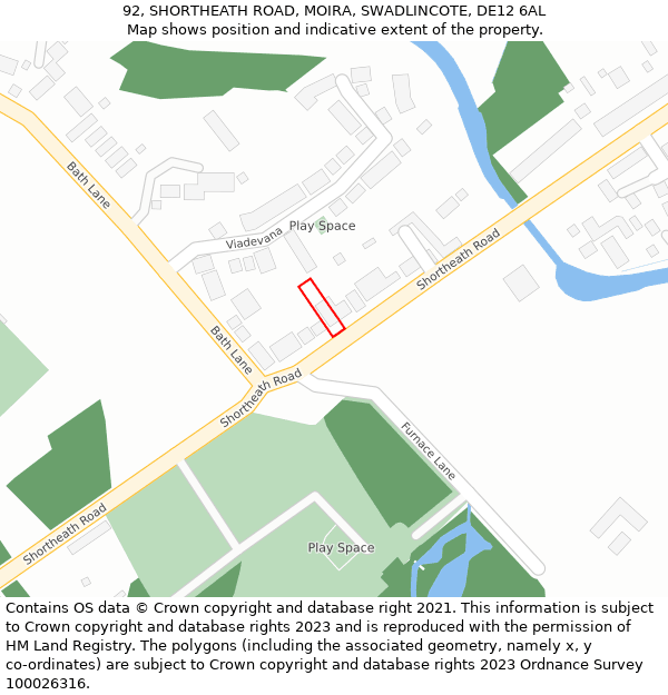 92, SHORTHEATH ROAD, MOIRA, SWADLINCOTE, DE12 6AL: Location map and indicative extent of plot