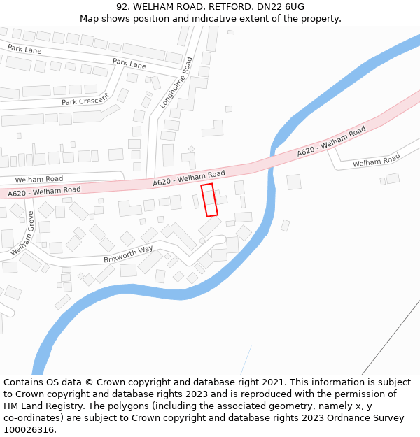 92, WELHAM ROAD, RETFORD, DN22 6UG: Location map and indicative extent of plot