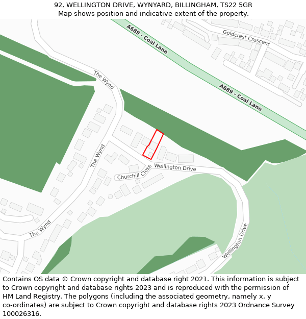 92, WELLINGTON DRIVE, WYNYARD, BILLINGHAM, TS22 5GR: Location map and indicative extent of plot