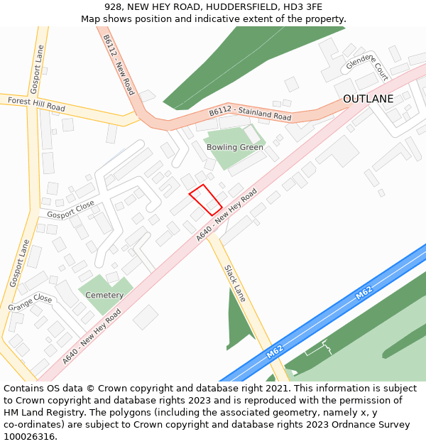 928, NEW HEY ROAD, HUDDERSFIELD, HD3 3FE: Location map and indicative extent of plot